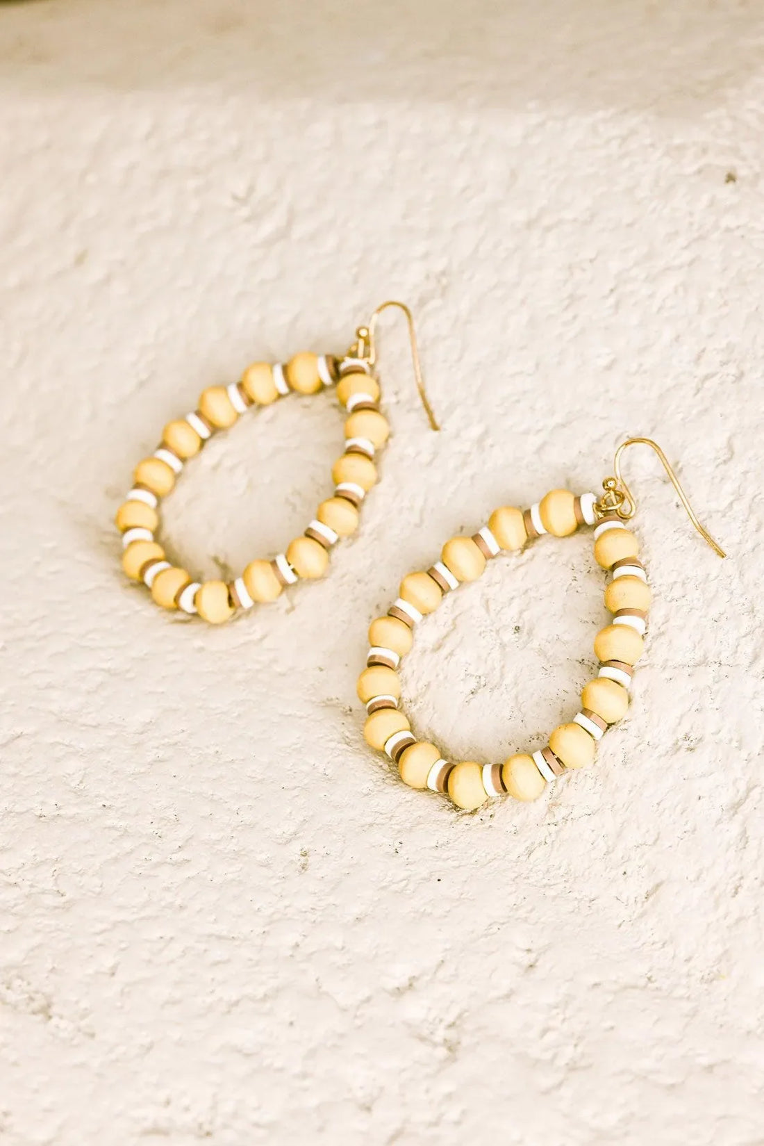 Boho Hoops Wood and Rubber Bead round Earrings
