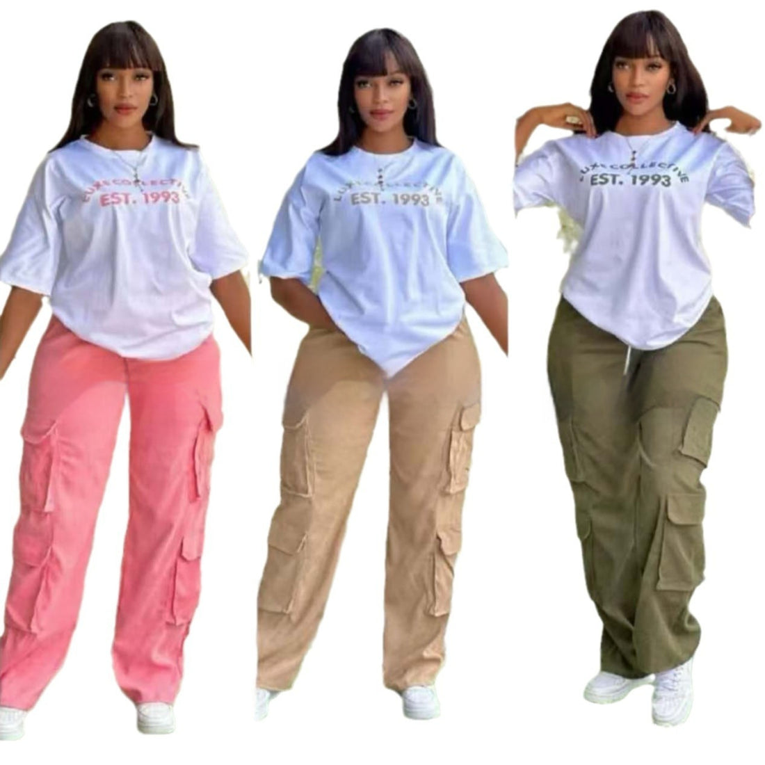 Casual Fashion Simple Loose Top Pants Featured Multi-bag Two-piece Set
