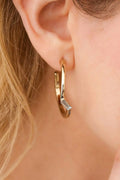 Baguette Rhinestone round Open Hoop Gold Earrings